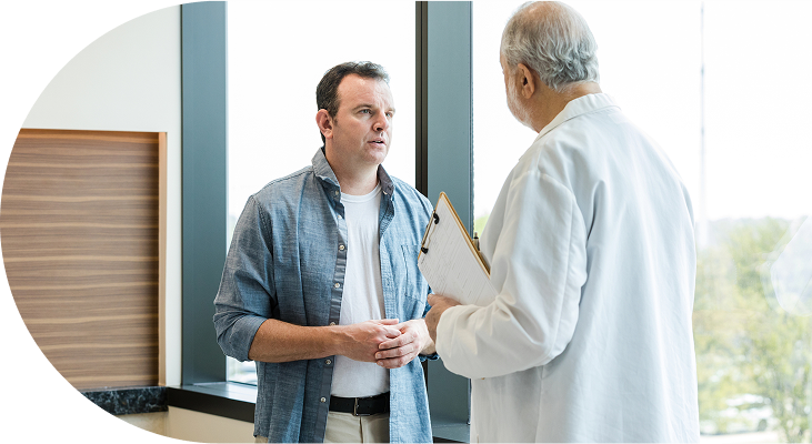 Patient consulting with Doctor.